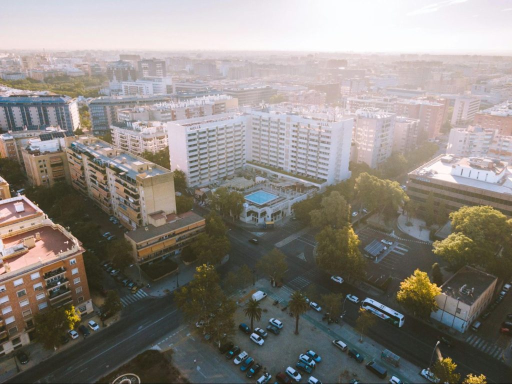 Aerial view of modern Nervión district in Seville