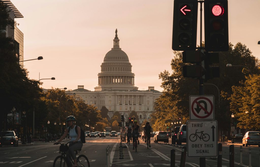 US Capitol building view from Pennsylvania Avenue in Washington DC