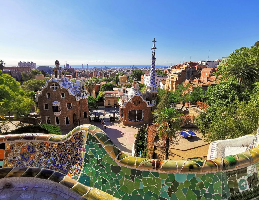 View over Park Güell and Barcelona from one of the city’s hillside areas